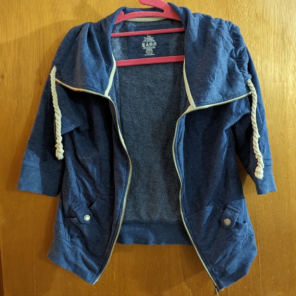 Y2K 3/4 Sleeve Zip Up Sweater - Picture 2 of 8